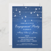 Invitation Élégant engagement Parti Sparkling Lines Saphire (Devant)