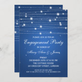 Invitation Élégant engagement Parti Sparkling Lines Saphire (Devant / Derrière)