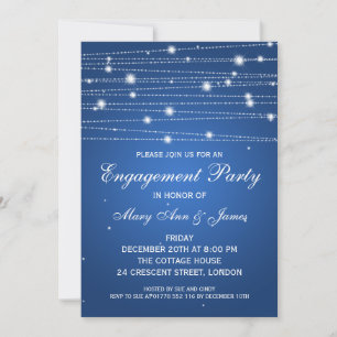 Invitation Élégant engagement Parti Sparkling Lines Saphire