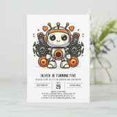 Invitation Élégant engrenages personnalisés Robot Anniversair (Debout devant)