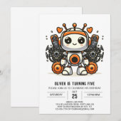 Invitation Élégant engrenages personnalisés Robot Anniversair (Devant / Derrière)