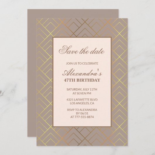 Invitation Élégant Enregistrer la date 47e anniversaire invit (Devant / Derrière)