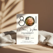 Invitation Élégant Enregistrer la date avec photo 80e anniver