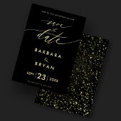 Invitation Élégant Enregistrer La Date Luxe Black Gold