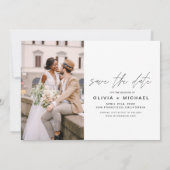 Invitation Élégant Enregistrer la date manuscrite photo minim (Dos)