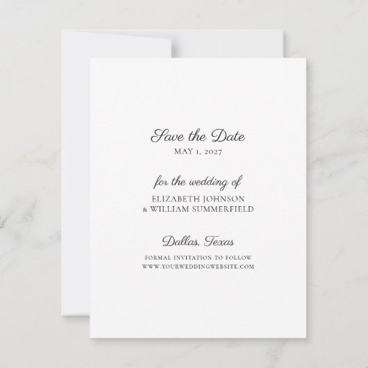 Invitation Élégant Enregistrer La Date Photo Mariage Faire-pa (Dos)