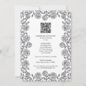 Invitation Élégant ensemble floral noir et blanc pour mariage (Dos)