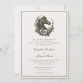 Invitation Elegant Equestrian Horse Wreath Equine Wedding (Devant)