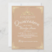 Invitation Elégant espagnol Quinceañera Mis Quince Beige Or (Dos)
