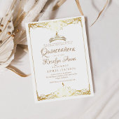 Invitation Elégant espagnol Quinceañera Mis Quince Or blanc