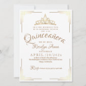 Invitation Elégant espagnol Quinceañera Mis Quince Or blanc (Dos)