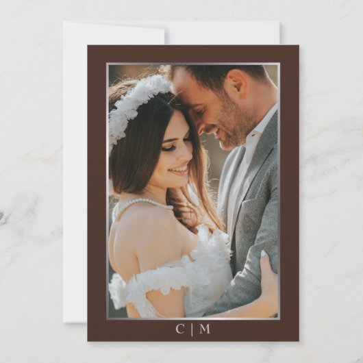 Invitation Elegant Espresso & Silver Script Photo Wedding (Dos)