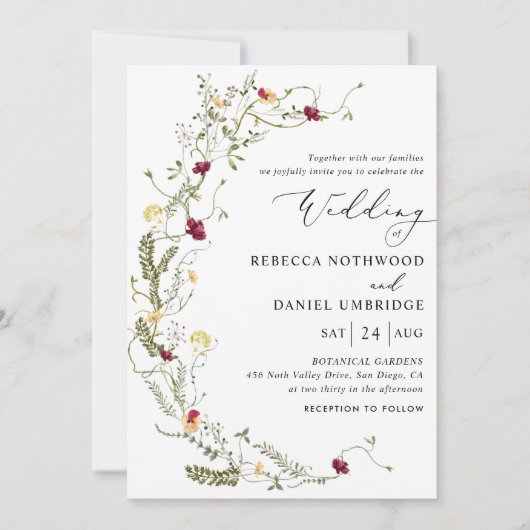 Invitation Elégant et chic Mariage Fleurs Delicate (Devant)
