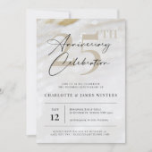 Invitation Élégant et classique texture perle 25e anniversair (Devant)