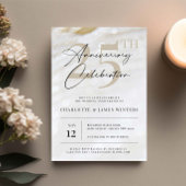 Invitation Élégant et classique texture perle 25e anniversair