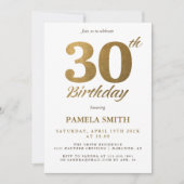 Invitation Elégant et de luxe classique faux or 30e anniversa (Devant)