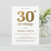 Invitation Elégant et de luxe classique faux or 30e anniversa (Debout devant)