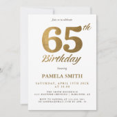 Invitation Élégant et de luxe classique faux or 65e anniversa (Devant)