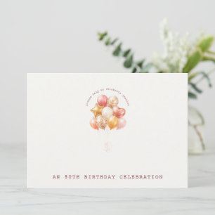 Invitation Élégant et doux 80e anniversaire