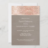 Invitation Élégant et élégant faux or rose pailleté pour soir (Devant)
