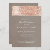 Invitation Élégant et élégant faux or rose pailleté pour soir (Devant / Derrière)