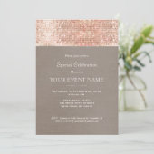 Invitation Élégant et élégant faux sequins de rose or partie (Debout devant)