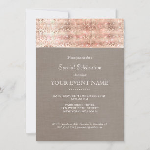 Invitation Élégant et élégant paillettes de fausse rose dorée