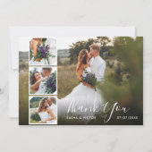Invitation Élégant et élégant script pour 4 photos de remerci (Devant)