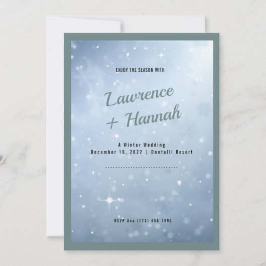 Invitation Elégant et Enchantant mariage d'hiver bleu glace (Devant)