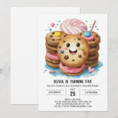 Invitation Élégant et imprimable Cookies pour filles Annivers (Devant / Derrière)