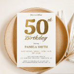 Invitation Elégant et luxe classique faux or 50e anniversaire<br><div class="desc">L'invitation à célébrer le Jubilé d'or moderne présente un design aux éléments minimalistes et classiques. L'effet de feuille d'or donne au design plus luxueux style donne le ton parfait pour cette occasion d'étape, qui est idéalement applicable à vos invités invitations à l'événement d'organisation et la fête. Le modèle permet de...</div>