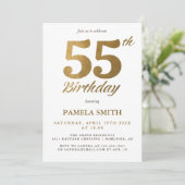 Invitation Elégant et luxe classique faux or 55e anniversaire (Debout devant)