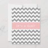 Invitation Elégant et mignonne Baby shower féminin, Grey Chev (Dos)