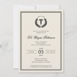 Invitation Élégant et minimaliste diplôme d'études Médicales