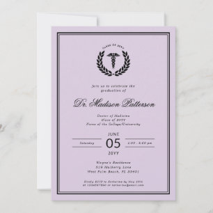 Invitation Élégant et minimaliste diplôme d'études Médicales