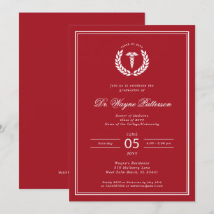 Invitation Élégant et minimaliste diplôme d'études Médicales