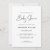 Invitation Elégant et moderne Baby shower noir et blanc (Devant)