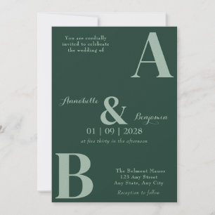 Invitation Élégant et moderne Emerald Green 2 Mariage