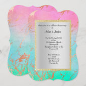 INVITATION ÉLÉGANT ET MODERNE MARIAGE MARBRE OR PASTEL (Devant / Derrière)