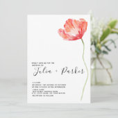 Invitation Élégant et moderne Mariage rouge de pavot (Debout devant)