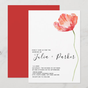 Invitation Élégant et moderne Mariage rouge de pavot