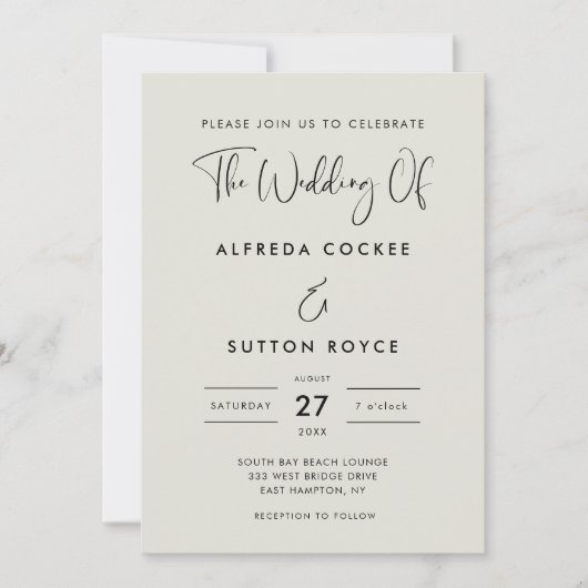 Invitation Élégant et moderne mariage vert Sage clair (Devant)