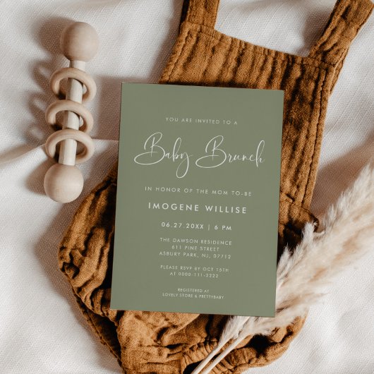 Invitation Elégant et moderne Sage Green Baby Brunch