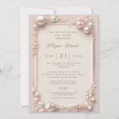 Invitation Élégant et modifiable Perles roses et blanches pou (Devant)