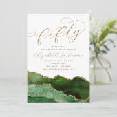 Invitation Elégant et raffiné Gold Green 50e anniversaire (Debout devant)