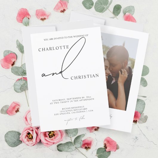 Invitation Élégant et Simple Mariage avec Écriture Minimalist