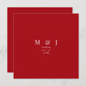 Invitation Élégant et simple moderne hiver rouge Carré Mariag (Devant / Derrière)