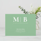 Invitation Élégant et simple Monogramme Vert Aucun parent (Debout devant)