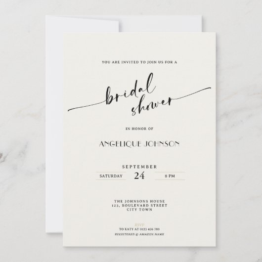 Invitation Élégant et Simple - Réception de Mariage Minimalis (Devant)