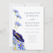 Invitation Elégant été floral bleu (Devant)